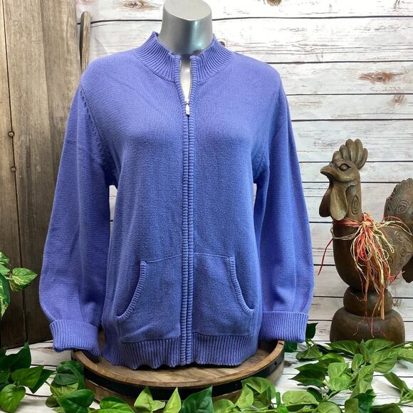 Field Gear Full Zip Cardigan Knit Sweater Kangaroo Pockets NWT Dewberry Large - Picture 1 of 10